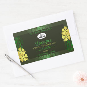 Forest Green Product Labels Yellow Hibiscus Logo