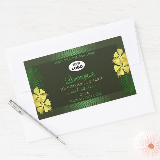 Forest Green Product Labels Yellow Hibiscus Logo (Envelop)