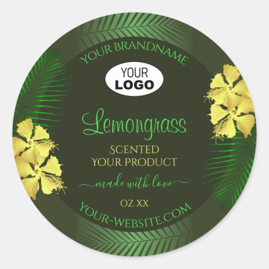 Forest Green Product Labels Yellow Hibiscus Logo (Voorkant)