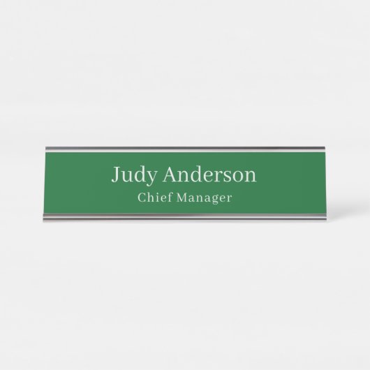 Forest Green Professional Plain Modern Elegant Bureau Naambordje (Voorkant)