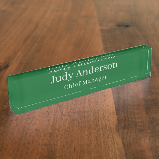 Forest Green Professional Plain Modern Elegant Naambordje (Zijkant)