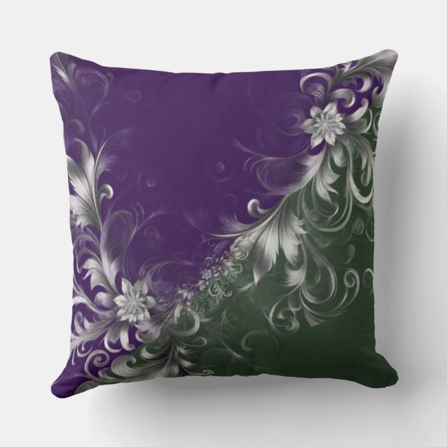 Forest Green, Purple And Elegant Silver Accents Kussen (Achterkant)