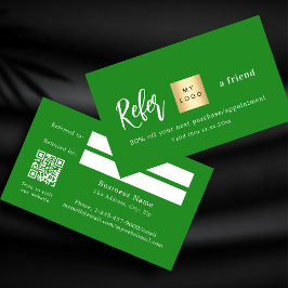 Forest green qr code business logo verwijzingskaar kortingskaartje