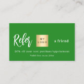 Forest green qr code business logo verwijzingskaar kortingskaartje (Voorkant)