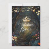 Forest Green Quinceañera 15 Anos Bloemen Goud Kaart (Achterkant)