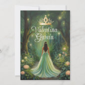 Forest Green Quinceañera 15 Anos Gouden Kroon Kaart (Achterkant)