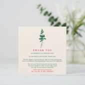 Forest Green & Red | Christmas Wedding Thank You Kaart (Staand voorkant)