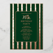 Forest Green Roos Gold 70e aangepaste verjaardagsf Folie Uitnodiging (Voorkant)