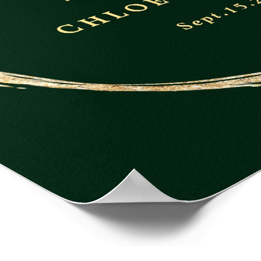 Forest Green Rustic Gold Circle Weddenschap Welkom Poster (Hoek)
