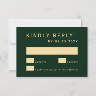 Forest Green Rustic Gold Circle Wedding RSVP Kaartje