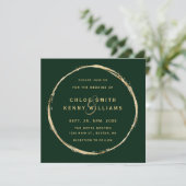 Forest Green Rustic Gold Circle Wedding Square Kaart (Staand voorkant)