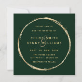 Forest Green Rustic Gold Circle Wedding Square Kaart (Voorkant)