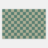 Forest Green & Sage Checkerboard en massieve kleur Inpakpapier Vel (Voorkant 2)