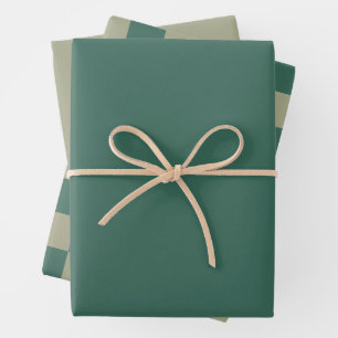 Forest Green & Sage Checkerboard en massieve kleur Inpakpapier Vel