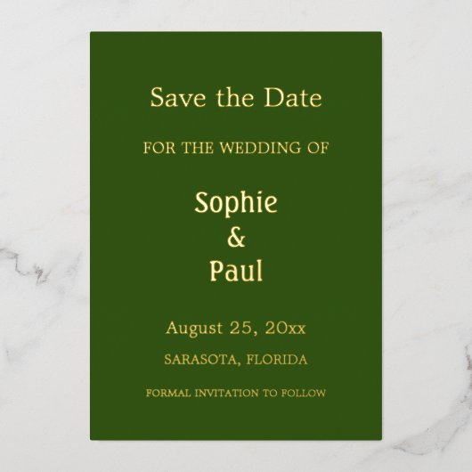 Forest Green Save the Date Folie Invitation Folie Uitnodiging (Voorkant)