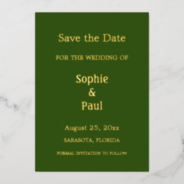 Forest Green Save the Date Folie Invitation Uitnodiging