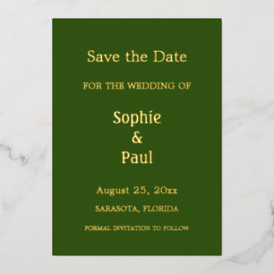 Forest Green Save the Date Folie Invitation Uitnodiging
