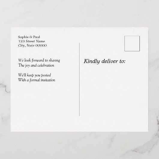 Forest Green Save the Date Folie Uitnodiging Briefkaart (Achterkant)