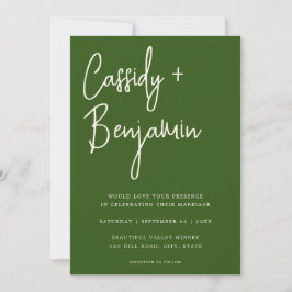 Forest Green Script Minimalist Modern Wedding Kaart
