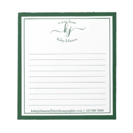 Forest Green Script Name van het bureau van het No Notitieblok