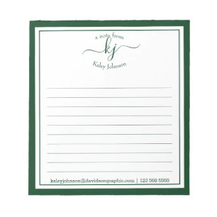 Forest Green Script Name van het bureau van het No Notitieblok