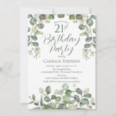 Forest Green Seeds Eucalyptus 21e Verjaardagsfeest Kaart (Voorkant)