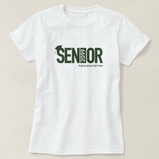 Forest Green SENIOR met Gradupdeksel T-shirt (Design voorkant)