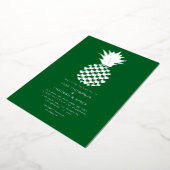 Forest Green & Silver Tropical Pineapple Wedding Folie Uitnodiging (Gedraaid)