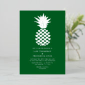 Forest Green & Silver Tropical Pineapple Wedding Folie Uitnodiging (Staand Voorkant)
