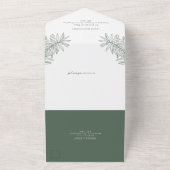 Forest Green Simple Botanical All In One Uitnodiging (Buitenkant)
