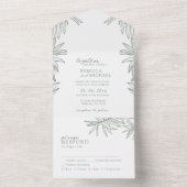 Forest Green Simple Botanical All In One Uitnodiging (Binnen)