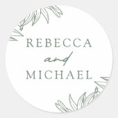 Forest Green Simple Botanical Ronde Sticker (Voorkant)