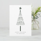 Forest Green Simple Christmas Pine Tree Photo Flat Feestdagenkaart (Staand voorkant)