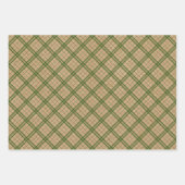 Forest Green Sinaasappel Tartan Faux Rustic Brown Inpakpapier Vel (Voorkant 2)