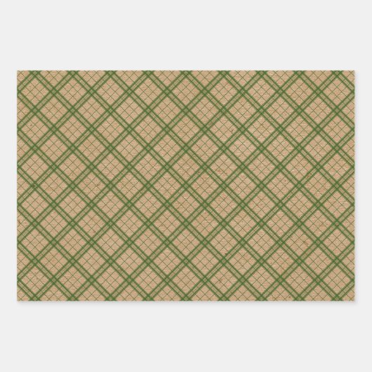 Forest Green Sinaasappel Tartan Faux Rustic Brown  Inpakpapier Vel (Voorkant 2)