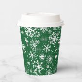 Forest Green Snowflake TWO Paper Cup Papieren Bekers (Links)