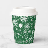 Forest Green Snowflake TWO Paper Cup Papieren Bekers (Achterkant)