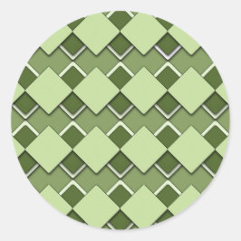 Forest Green Square en diamant geruit patroon Ronde Sticker