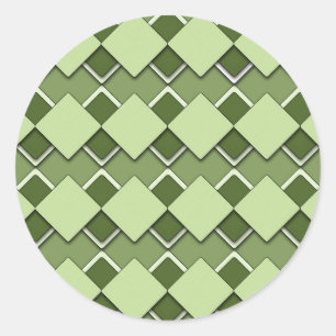 Forest Green Square en diamant geruit patroon Ronde Sticker