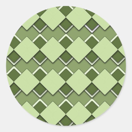 Forest Green Square en diamant geruit patroon Ronde Sticker (Voorkant)