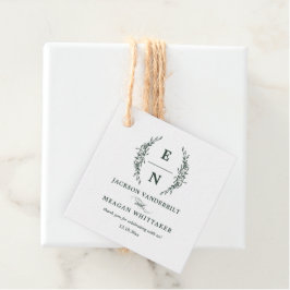 Forest Green Stacked Initialen Monogram bruiloft Bedankjes Labels
