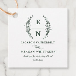 Forest Green Stacked Initialen Monogram bruiloft Bedankjes Labels