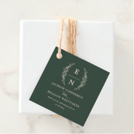Forest Green Stacked Initialen Monogram bruiloft Bedankjes Labels