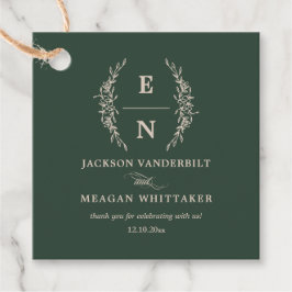 Forest Green Stacked Initialen Monogram bruiloft Bedankjes Labels