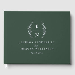Forest Green Stacked Initialen Monogram bruiloft Gastenboek