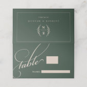 Forest Green Stacked Initialen Monogram bruiloft Plaatskaartje (Buitenkant ongevouwen)