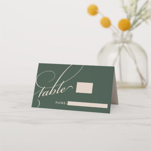 Forest Green Stacked Initialen Monogram bruiloft Plaatskaartje (Voorkant)