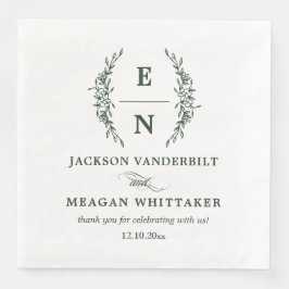 Forest Green Stacked Initialen Monogram bruiloft Servet