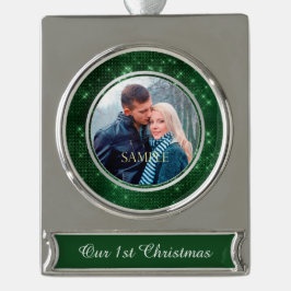 Forest Green Starry Lights eerste kerst Verguld Banner Ornament
