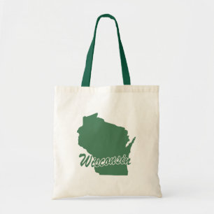 Forest Green State of Wisconsin Shape Canvas tas